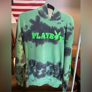 XL green tie dye playboy hoodie